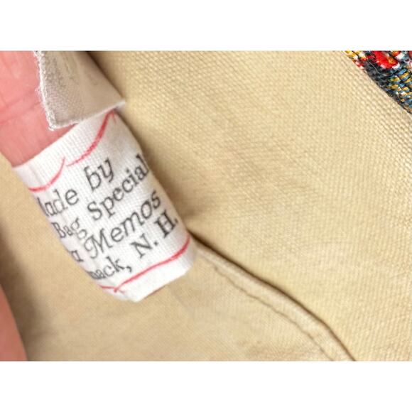 Vintage Navy Floral & Berry Tapestry Shoulder Tote Bag Handmade NH 15x14 USA - Picture 15 of 16